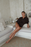 Ella modest swim set, dark brown Sofia skirt 2.0