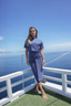 Navy Shiny Modest Swim Skirt – Sofia design with lightweight wrap effect for comfort and movement