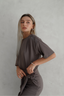 Bronze Modest Short Swimsuit Set – Sleek and Sporty Design