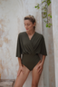 Ella Modest One-Piece Swimsuit with Wrap Skirt – A Perfect Hijabi Swimwear Option in Military