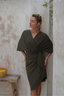 Ella One-Piece Modest Swimsuit with Real Wrap Skirt in Military Green – Elegant Full-Coverage Swimwear
