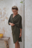 Full-Coverage Modest One-Piece Swimsuit – Ella in Military with Elegant Real Wrap Skirt