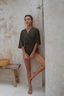 Modest Swimsuit with Wrap Skirt – Ella in Military Green, Ideal for Modest Bathing Suit Lovers