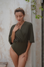 Modest Swimwear Dress – Ella One-Piece Swimsuit with Elegant Wrap Skirt in Military Green
