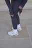 Stylish 20-inch modest activewear skirt in charcoal, combining functionality and elegance.