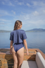 Sun-Safe Modest Swimwear Top – Naya Navy Cropped Design for UV Protection and Active Swim Days