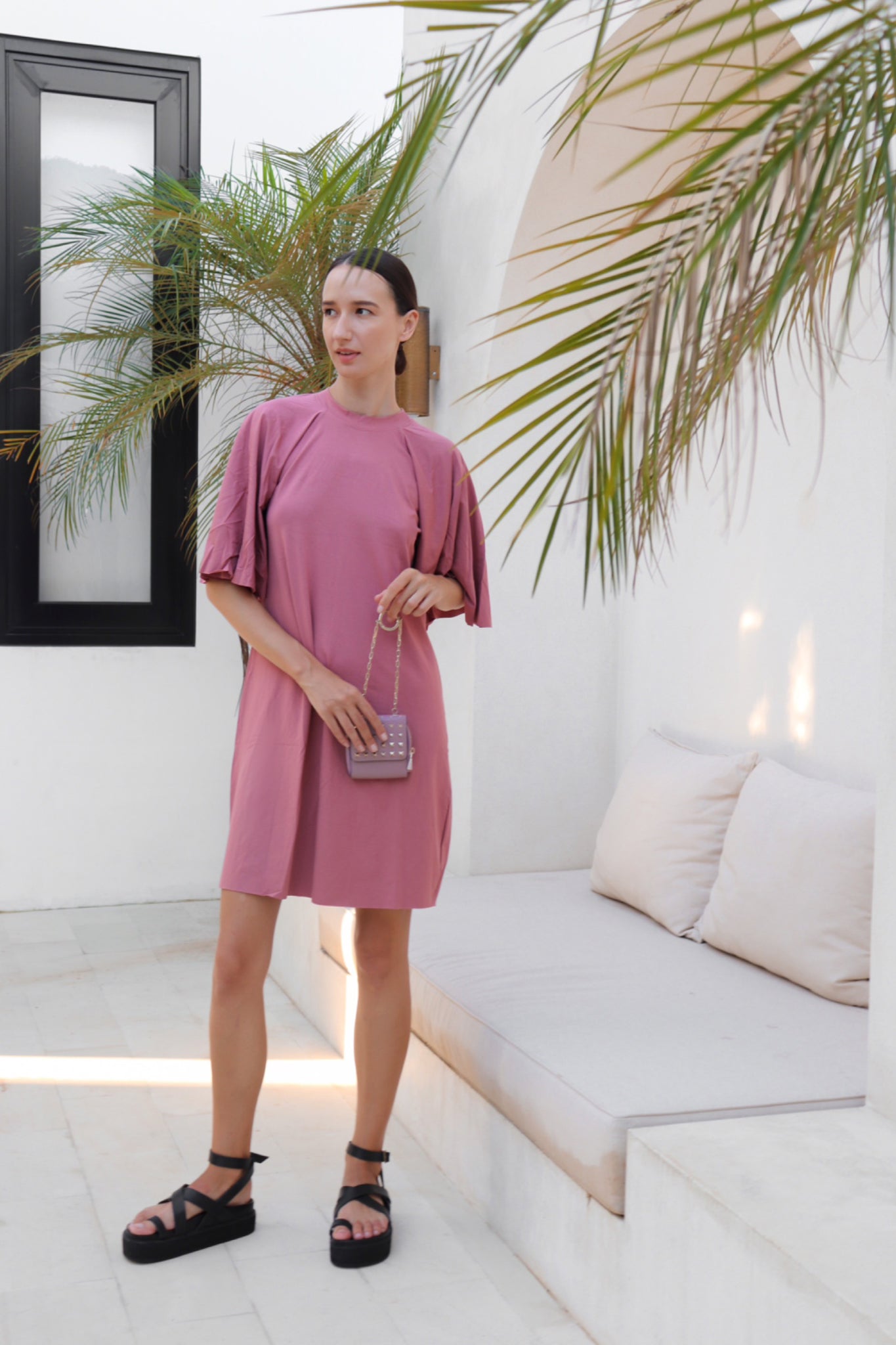Kaia jersey dress - Rose - ANAVA PARIS