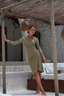 Olive Adaya swim set with real wrap skirt, modest swimwear for full coverage and stylish beachwear