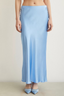 Front view of the modest Satin Flared Skirt in Light Blue.