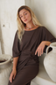 Jewish modest swimwear – Maya set in dark brown with Salma Skirt.