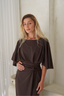 Dark brown Maya modest swimwear set with Salma Skirt for elegance.