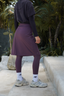 Modest sport skirt 18 inch with integrated legging in muted plum, designed for modest activewear and daily movement.