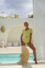 Levana yellow modest swimwear with removable belt and short wrap skirt – ideal plus size swimsuit for Christian, Jewish, and Muslim women seeking modest coverage and UV protection
