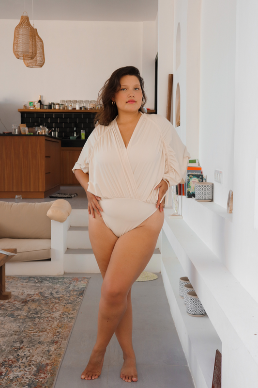 Camila set with wrap skirt - Cream - ANAVA PARIS